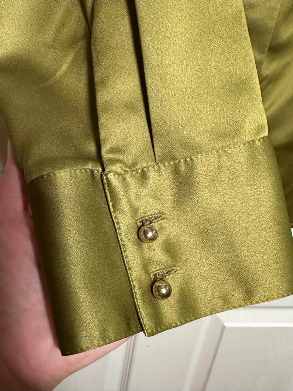 Coldwater Creek Olive Green Long Sleeve Satin Button Front Blouse Top Size 18 1X - Picture 3 of 6